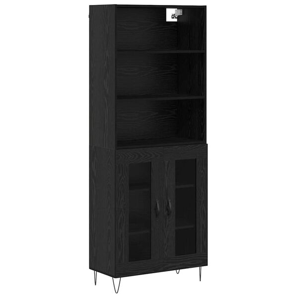 vidaXL Highboard 2 pcs Czarny Dąb Materiał drewnopochodny