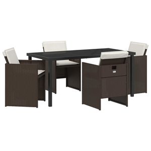 vidaXL Zestaw do jadalni w ogrodzie 5 pcs Brązowy polirattan