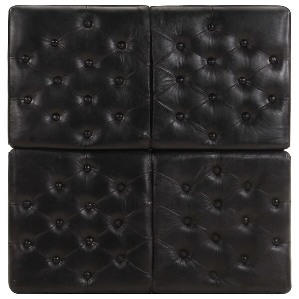 vidaXL Puf, czarny, 80x80x43 cm, prawdziwa sk&oacute;ra