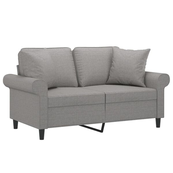 vidaXL 2-osobowa sofa z poduszkami, ciemnoszara, 120 cm, tkanina