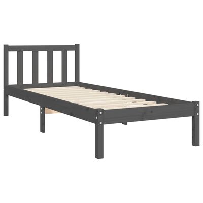 vidaXL Rama łóżka z wezgłowiem, szara, 90x190 cm, lite drewno