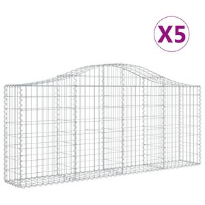 vidaXL Kosze gabionowe, 5 szt, 200x30x80/100 cm, galwanizowane żelazo