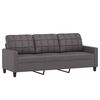 vidaXL 3-osobowa sofa z poduszkami, szara, 180 cm, sztuczna sk&oacute;ra