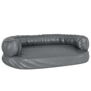 vidaXL Ergonomiczne legowisko dla psa, szare, 75x53 cm, sztuczna sk&oacute;ra