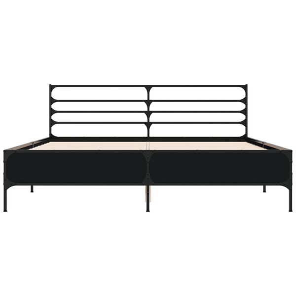vidaXL Rama ł&oacute;żka, czarna, 160x200 cm, materiał drewnopochodny i metal