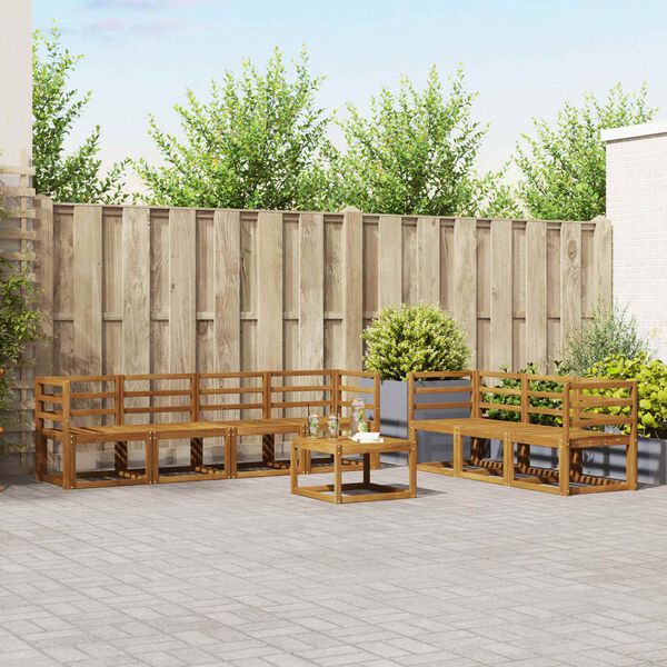 vidaXL Zestaw sof na zewnątrz z poduszką 8 pcs Naturalny i Jasny Szary