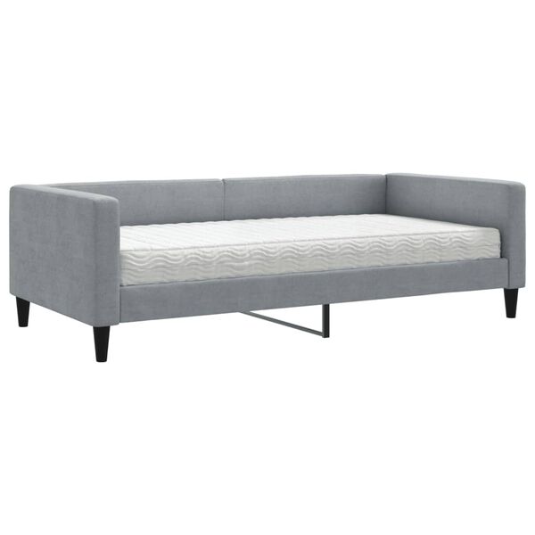 vidaXL Sofa z materacem do spania, jasnoszara, 100x200 cm, tkanina
