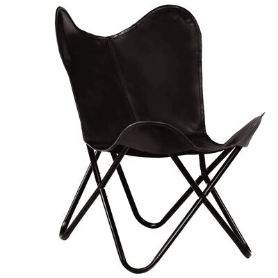 vidaXL Krzesła typu motyl, 2 szt., czarne, dziecięce, skóra naturalna
