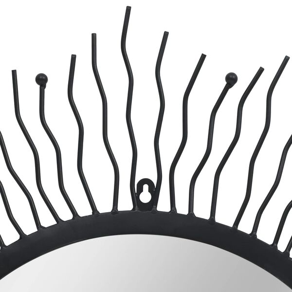 vidaXL Ogrodowe lustro ścienne w kształcie słońca, 80 cm, czarne