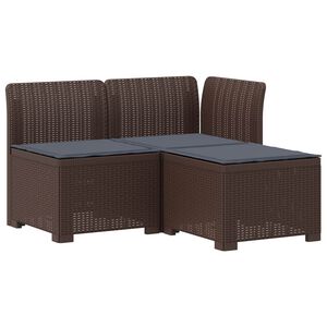 vidaXL Sofa ogrodowa 3-osobowa z poduszkami w rattanowym wyglądzie