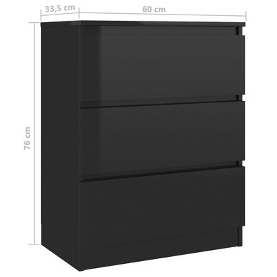 vidaXL Komoda, czarna na wysoki połysk, 60 x 33,5 x 76 cm, płyta wiórowa