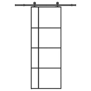 vidaXL Drzwi przesuwne z osprzętem, szkło ESG i aluminium, 76x205 cm