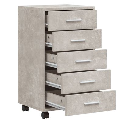 vidaXL Szafka z szufladami i kółkami, szarość betonu