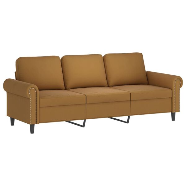 vidaXL 3-osobowa sofa z podn&oacute;żkiem, brązowy, 180 cm, aksamit