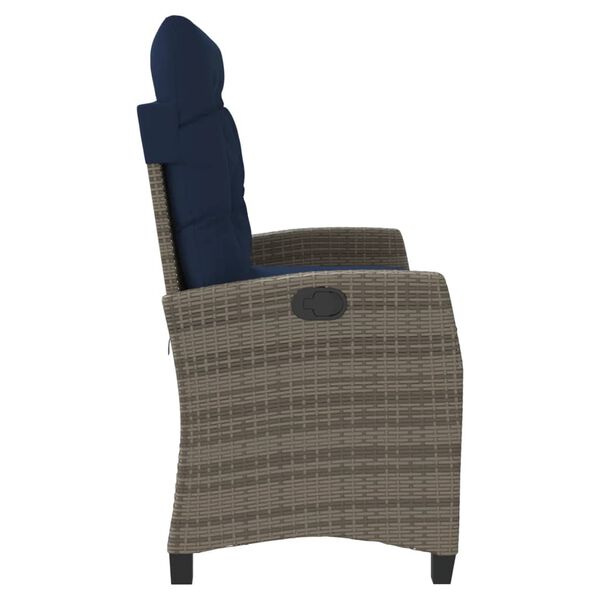 vidaXL Rozkładana ławka ogrodowa z poduszkami, szara, polirattan