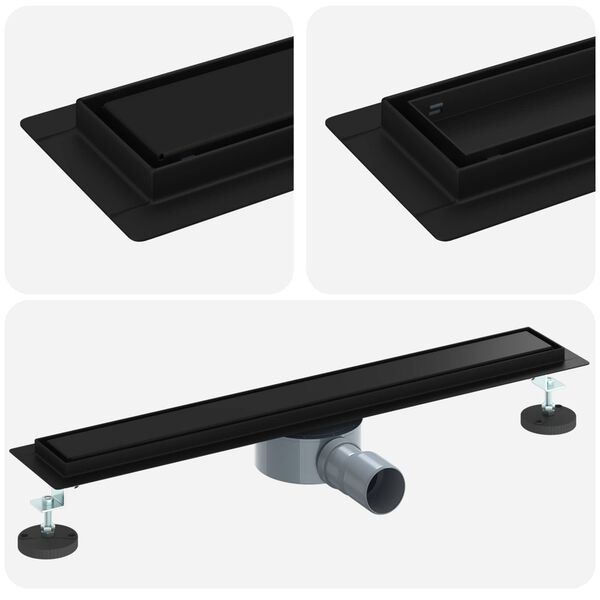 vidaXL Odpływ prysznicowy 2 w 1 z syfonem 360&deg; Czarny 60 cm