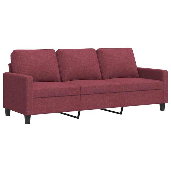 vidaXL Sofa 3-osobowa, winna czerwień, 180 cm,tapicerowana tkaniną