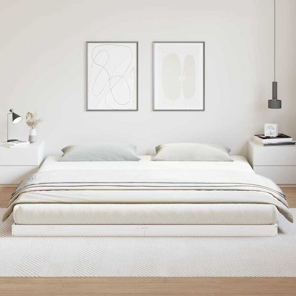 vidaXL Stelaż ł&oacute;żkowy Biały 213.5 x 104 x 9 cm Lite drewno sosnowe