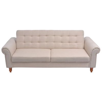 vidaXL Sofa z kremowego materiału