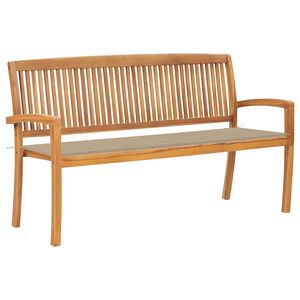 vidaXL Sztaplowana ławka ogrodowa z poduszką, 159 cm, drewno tekowe