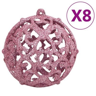 vidaXL 111-cz. zestaw ozdób świątecznych, różowy, polistyren