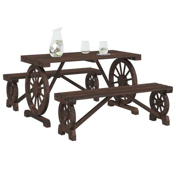 vidaXL 3-częściowy zestaw mebli ogrodowych, lite drewno jodłowe