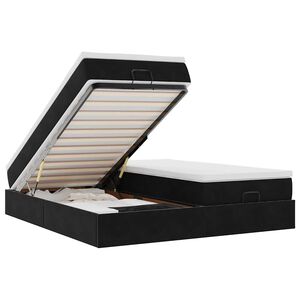 vidaXL Rama ł&oacute;żka otomana z materacami, czarna, 200x200 cm, aksamit
