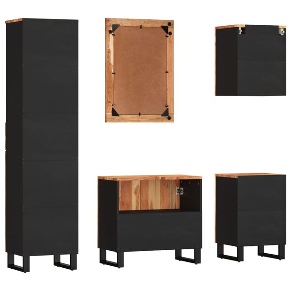 vidaXL 5-cz. zestaw mebli łazienkowych, lite drewno akacjowe