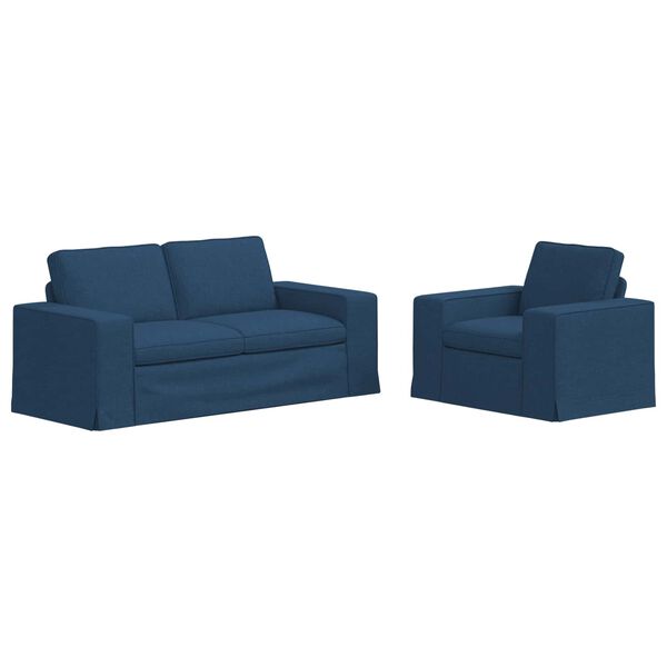 vidaXL Sofa 2 pcs Niebieski 182 x 80 x 82 cm tkanina