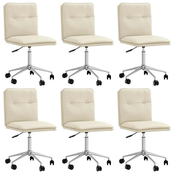 vidaXL Krzesła stołowe, 6 szt., kremowe, sztuczna sk&oacute;ra