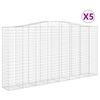vidaXL Kosze gabionowe, 5 szt, 400x50x200/220 cm, galwanizowane żelazo