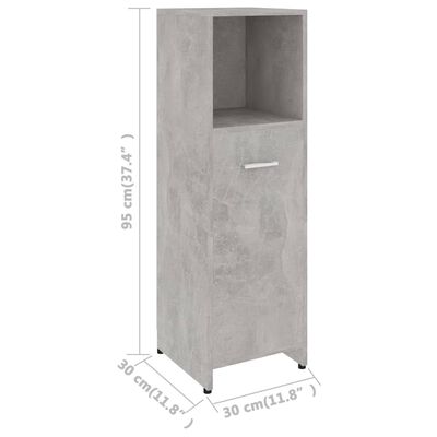 vidaXL 4-częściowy zestaw mebli łazienkowych, szarość betonu, płyta