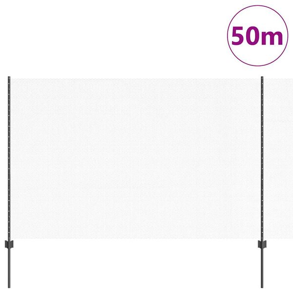 vidaXL Ogrodzenie z słupkiem Szary 1,5 x 50 m Stal i PVC