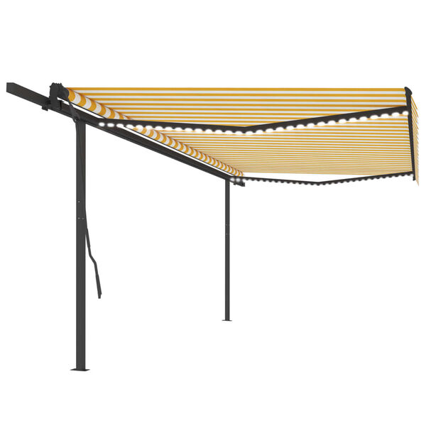 vidaXL Automatycznie zwijana markiza, LED i czujnik wiatru, 5x3,5 m