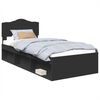 vidaXL Ramka ł&oacute;żka Z zagł&oacute;wkiem Czarny 75 x 190 cm Lite drewno sosnowe