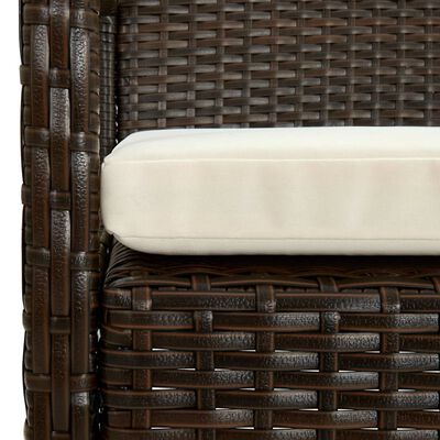 vidaXL Krzesło ogrodowe z poduszką, polirattan, brązowy