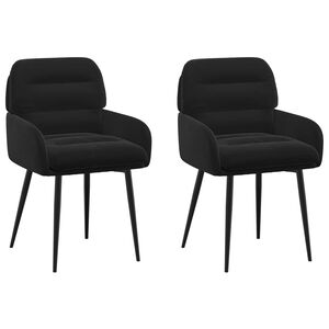 vidaXL Krzesła jadalne 2 pcs Welur Czarny 59 x 59,5 x 90 cm