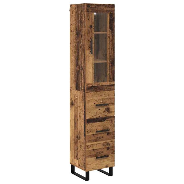 vidaXL Highboard z szufladą Stare drewno 34,5 x 34 x 180 cm
