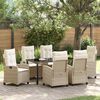 vidaXL Zestaw do jadalni w ogrodzie z poduszką 7 pcs Beżowy polirattan
