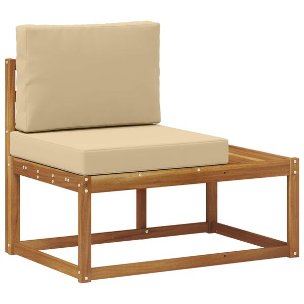 vidaXL Sofa końcowa na zewnątrz z poduszką Naturalny 91 x 63 x 73 cm