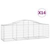 vidaXL Kosze gabionowe, 14 szt, 200x50x60/80 cm, galwanizowane żelazo