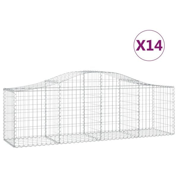 vidaXL Kosze gabionowe, 14 szt, 200x50x60/80 cm, galwanizowane żelazo