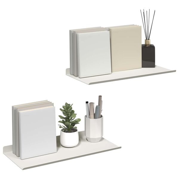 vidaXL P&oacute;łka wisząca 2 pcs Biały 40 x 18 x 2,5 cm Stal
