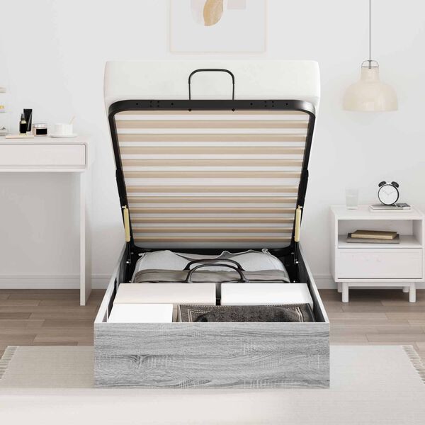 vidaXL Ł&oacute;żko otomanowe Szary Sonoma 193 x 120 x 25 cm Płyta wi&oacute;rowa