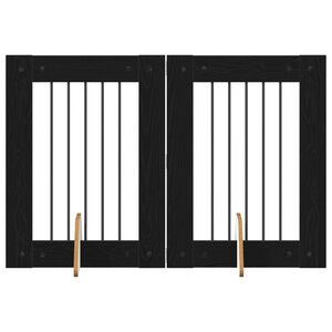 vidaXL Bramka dla ps&oacute;w z podp&oacute;rkami 2 pcs Czarny dąb 60 x 80 cm