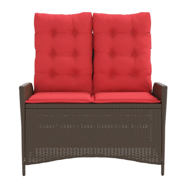 vidaXL Rozkładana ławka ogrodowa z poduszkami, brązowa, polirattan