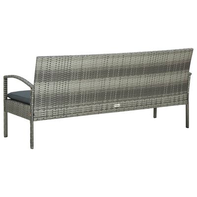 vidaXL 3-osobowa sofa ogrodowa z poduszką, polirattan, szara