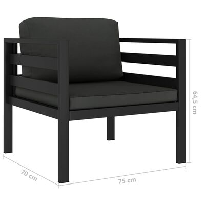 vidaXL Fotel z poduszkami, aluminium, antracytowy