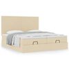 vidaXL Rama ł&oacute;żka otomana z materacami, kremowa, 160x200 cm, tkanina
