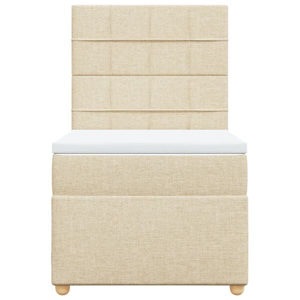 vidaXL Ł&oacute;żko kontynentalne z materacem, kremowe, tkanina, 80x200 cm